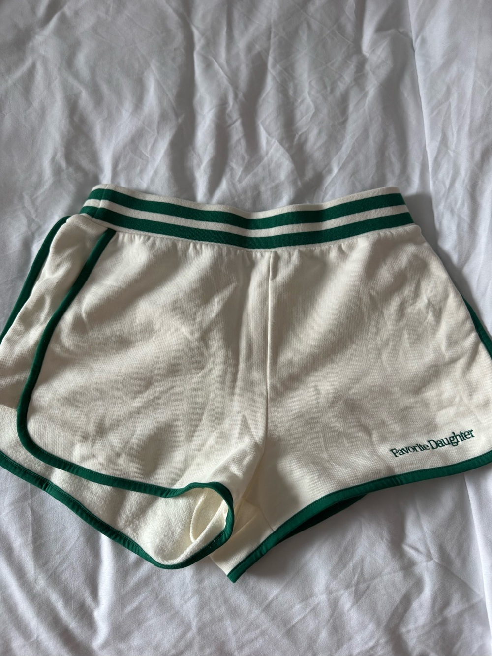 Favorite Daughter Cream & Green Retro sweat Shorts